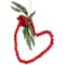 10.25" Red Wooden Beads with Rose Valentine's Day Heart Wall Decoration